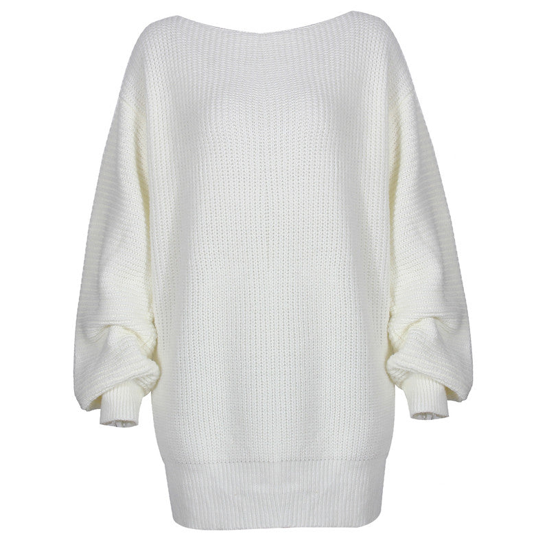 Vestido mini de punto de manga larga de color liso informal para mujer de otoño e invierno