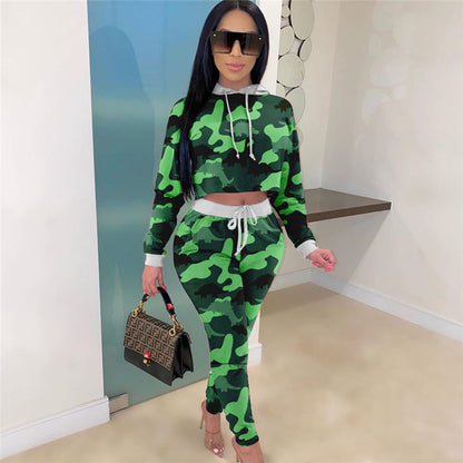 Conjunto de dos piezas con capucha y pantalón tie-dye informal para mujer tallas S-2XL