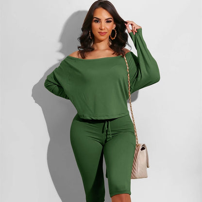Conjunto de dos piezas de top y pantalones cortos holgados con cuello redondo para mujer, tallas S-XL