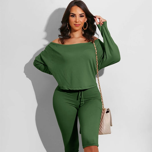 Conjunto de dos piezas de top y pantalones cortos holgados con cuello redondo para mujer, tallas S-XL