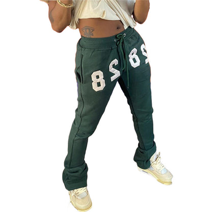 S-2xl Women Fashion Letter Embroidered Casual Pants