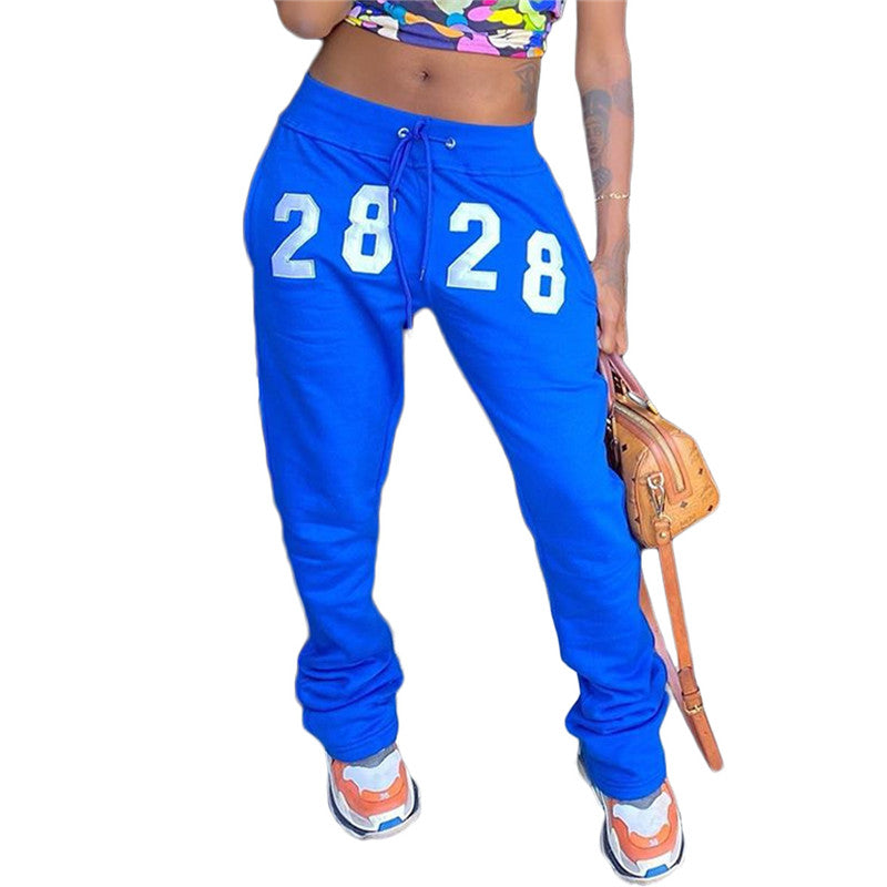 S-2xl Women Fashion Letter Embroidered Casual Pants