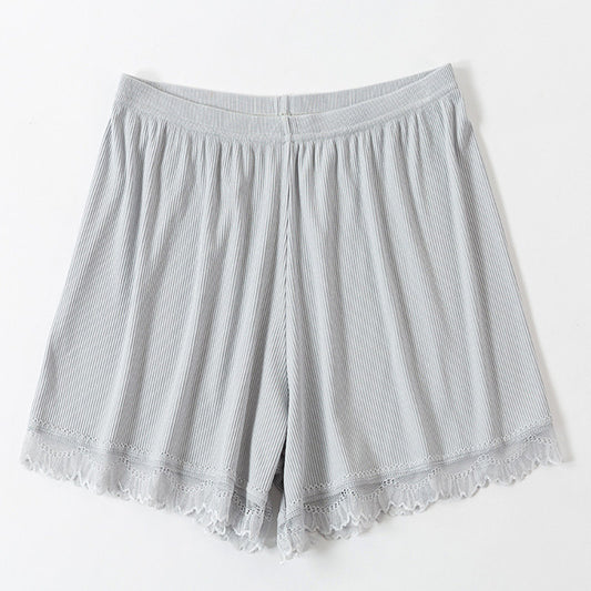 Pantalones cortos casuales de encaje con retazos para mujer