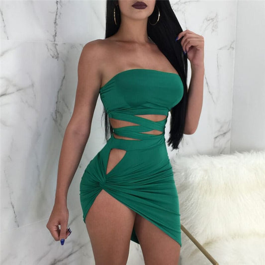 Conjunto de dos piezas de top y falda tubo con vendaje de color liso informal para mujer tallas S-XL