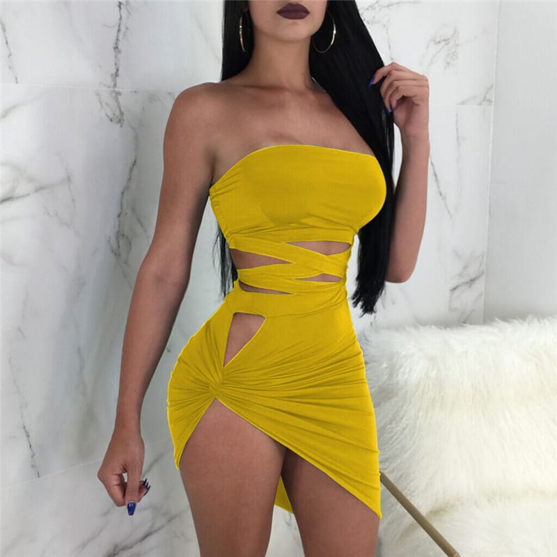 Conjunto de dos piezas de top y falda tubo con vendaje de color liso informal para mujer tallas S-XL