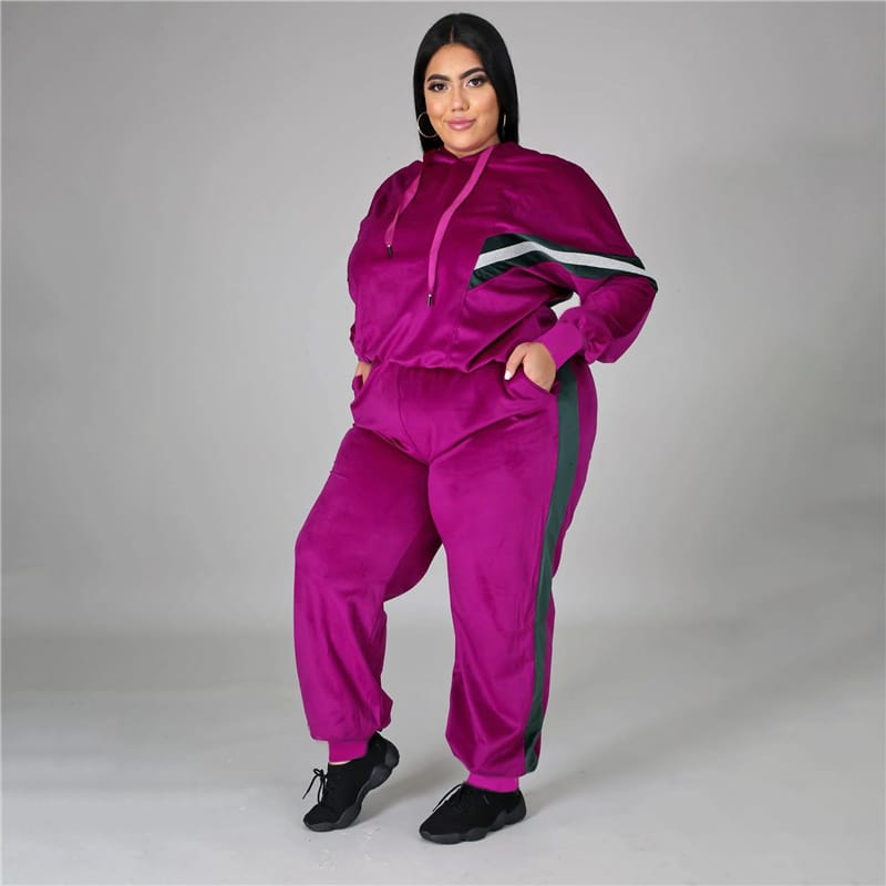 Conjunto de dos piezas con sudadera y pantalón informal de talla grande para mujer, talla XL-4XL