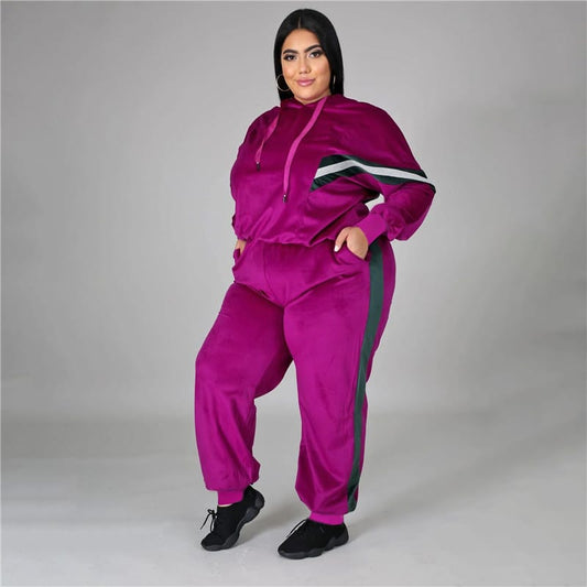 Conjunto de dos piezas con sudadera y pantalón informal de talla grande para mujer, talla XL-4XL
