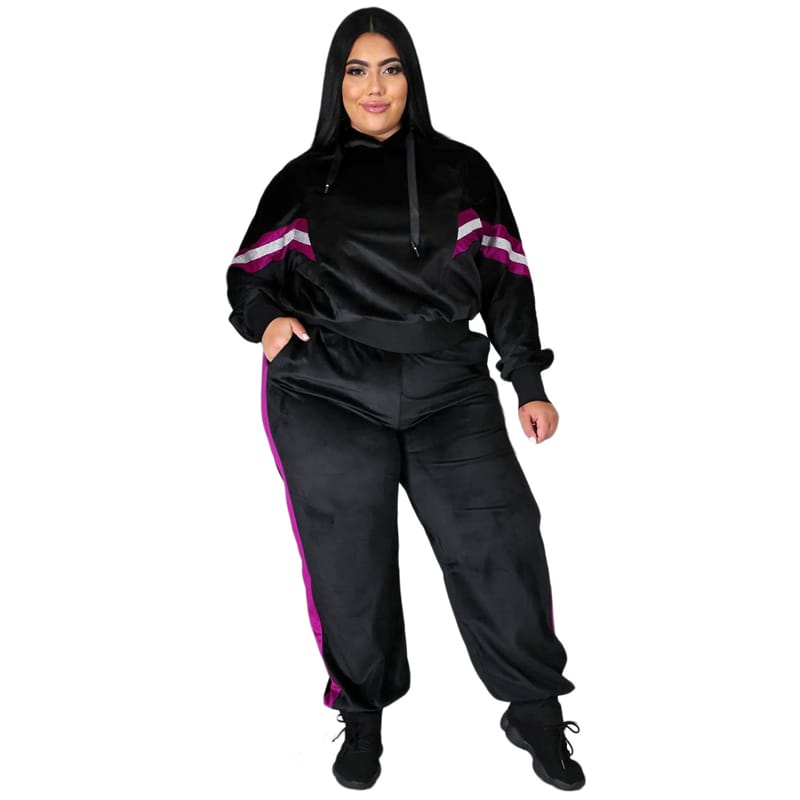 Conjunto de dos piezas con sudadera y pantalón informal de talla grande para mujer, talla XL-4XL