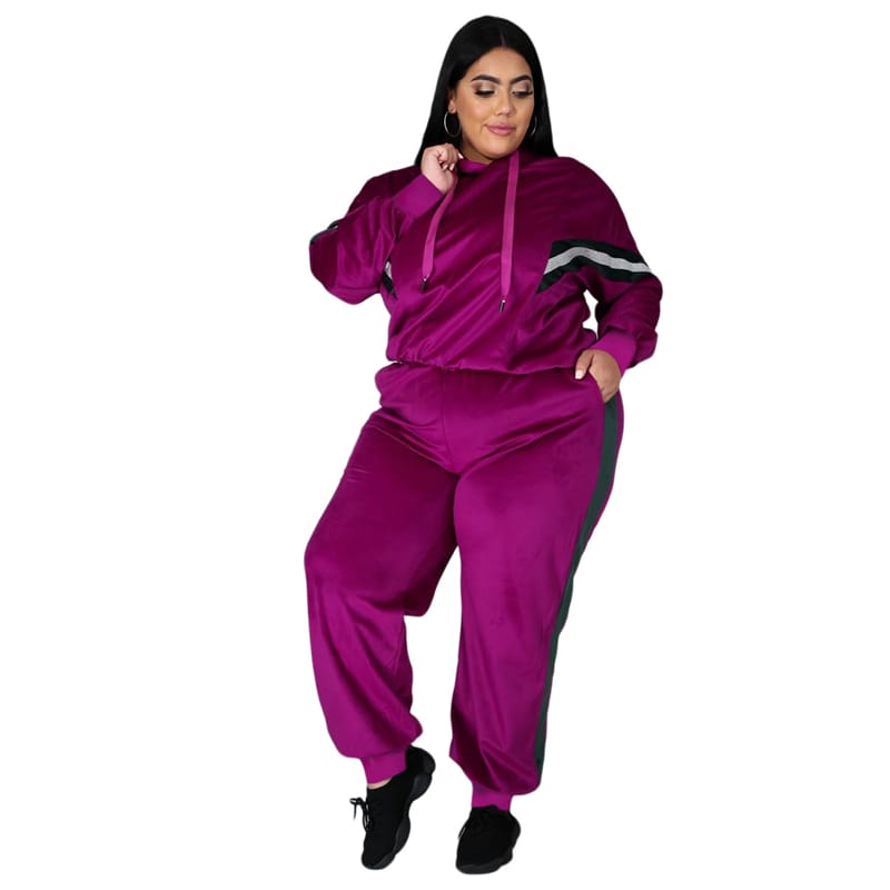 Conjunto de dos piezas con sudadera y pantalón informal de talla grande para mujer, talla XL-4XL