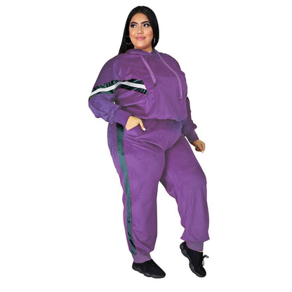 Conjunto de dos piezas con sudadera y pantalón informal de talla grande para mujer, talla XL-4XL
