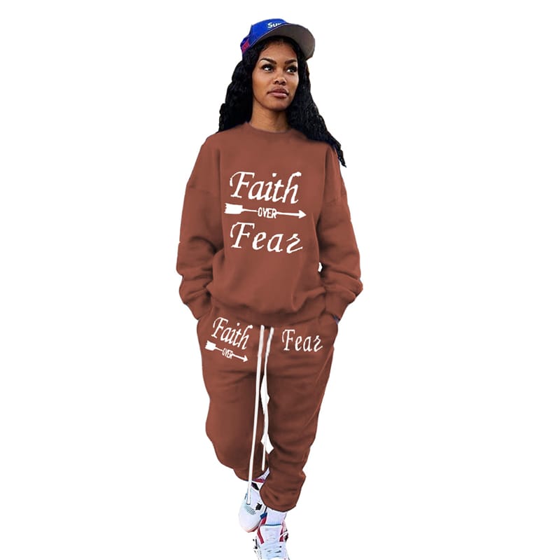 Conjunto de dos piezas de sudadera y pantalón deportivo con estampado de letras para mujer, tallas S-3XL