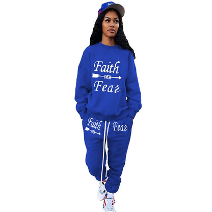 Conjunto de dos piezas de sudadera y pantalón deportivo con estampado de letras para mujer, tallas S-3XL