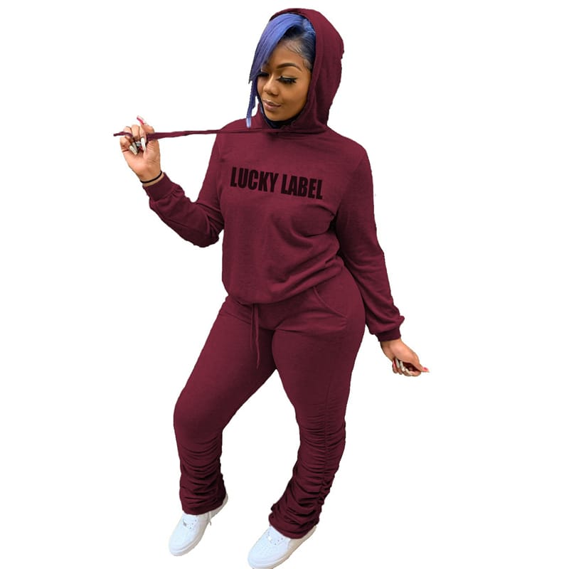 Conjunto de dos piezas de sudadera y pantalón deportivo con estampado de letras para mujer, tallas S-4XL