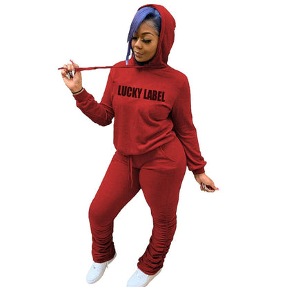 Conjunto de dos piezas de sudadera y pantalón deportivo con estampado de letras para mujer, tallas S-4XL