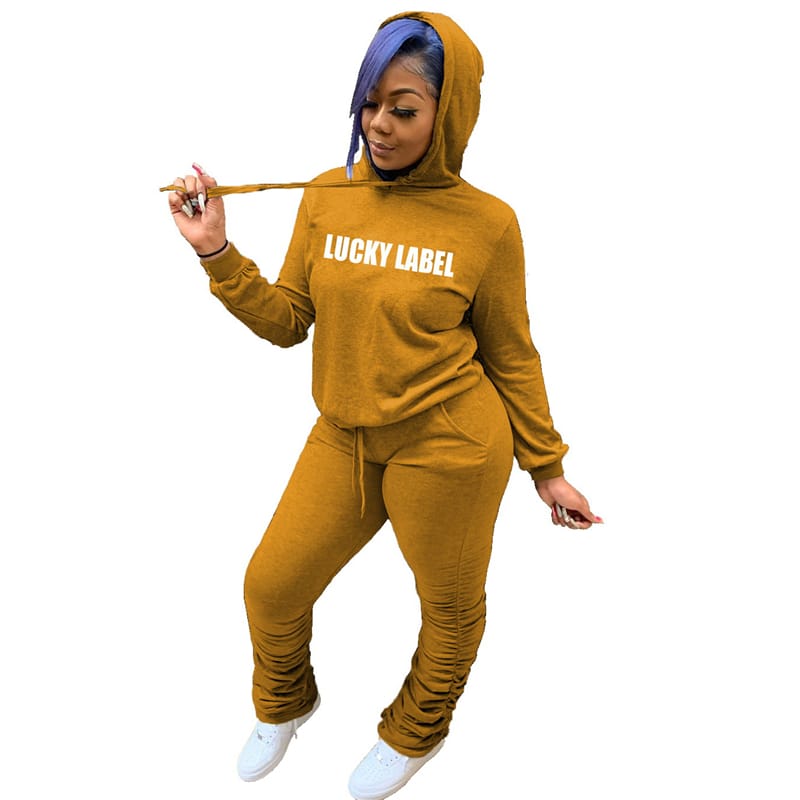 Conjunto de dos piezas de sudadera y pantalón deportivo con estampado de letras para mujer, tallas S-4XL