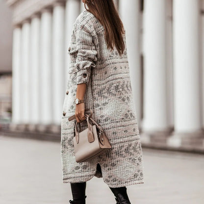 2025 Winter Women Jacket Turn Down Thin Plaid Long Oversize Thin Retro Female Streetwear Coat