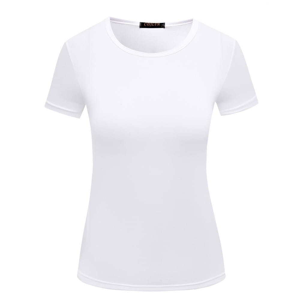 Camiseta informal de cuello redondo para mujer, color liso, en blanco, tallas S-2XL