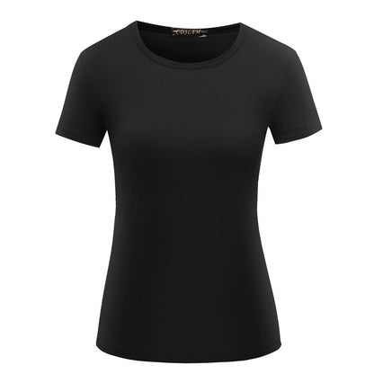 Camiseta informal de cuello redondo para mujer, color liso, en blanco, tallas S-2XL