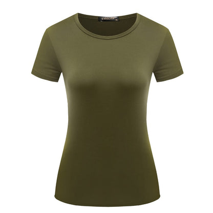 Camiseta informal de cuello redondo para mujer, color liso, en blanco, tallas S-2XL