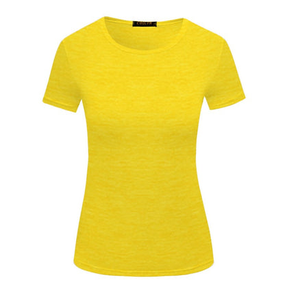 Camiseta informal de cuello redondo para mujer, color liso, en blanco, tallas S-2XL