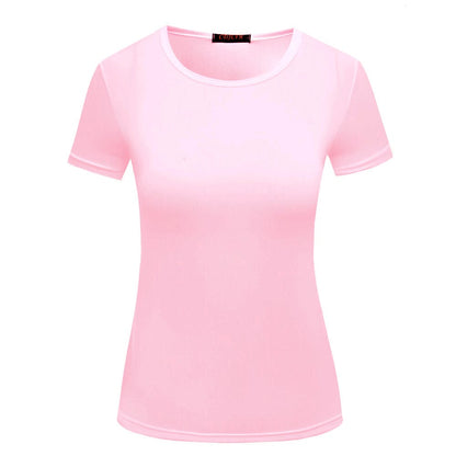 Camiseta informal de cuello redondo para mujer, color liso, en blanco, tallas S-2XL