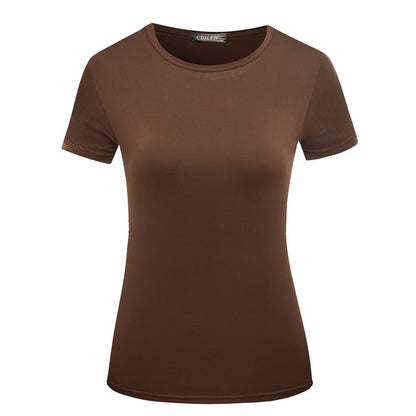 Camiseta informal de cuello redondo para mujer, color liso, en blanco, tallas S-2XL