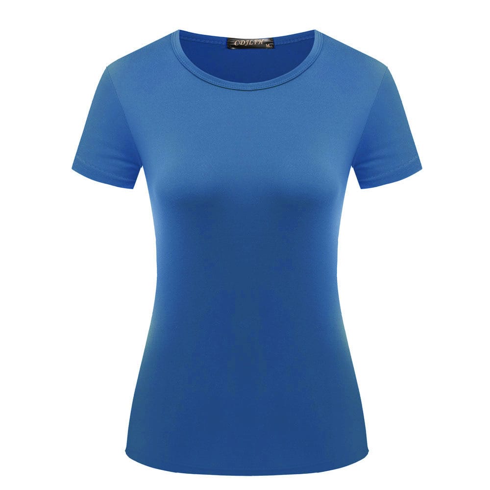 Camiseta informal de cuello redondo para mujer, color liso, en blanco, tallas S-2XL