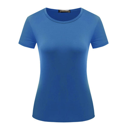 Camiseta informal de cuello redondo para mujer, color liso, en blanco, tallas S-2XL