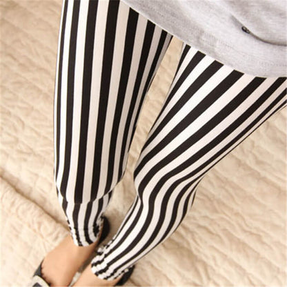 Leggings casuales con estampado de rayas para mujer