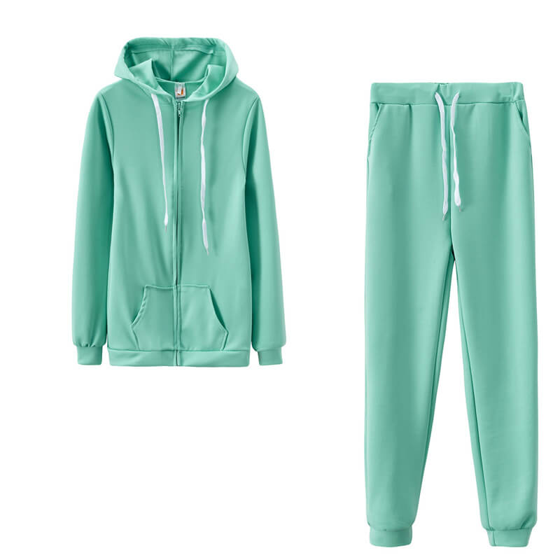 S-2XL Women Casual Solid Color Sport Top And Pants Two Pieces Set