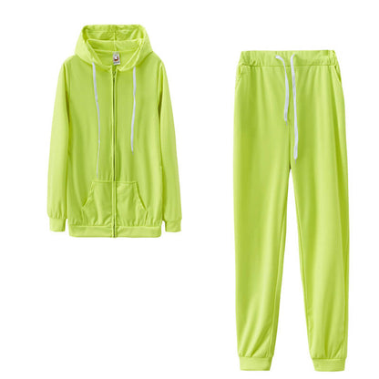 S-2XL Women Casual Solid Color Sport Top And Pants Two Pieces Set