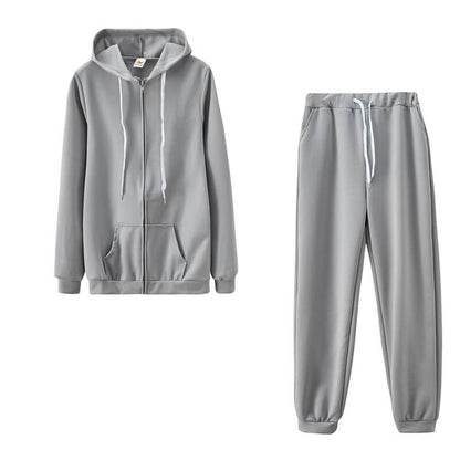 S-2XL Women Casual Solid Color Sport Top And Pants Two Pieces Set