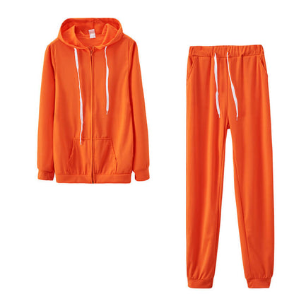 S-2XL Women Casual Solid Color Sport Top And Pants Two Pieces Set