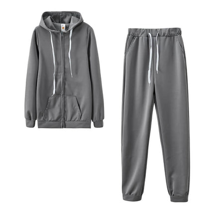 S-2XL Women Casual Solid Color Sport Top And Pants Two Pieces Set