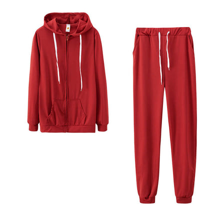 S-2XL Women Casual Solid Color Sport Top And Pants Two Pieces Set