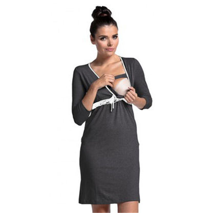 S-2XL Women Casual Lace Patchwork Maternity Dress