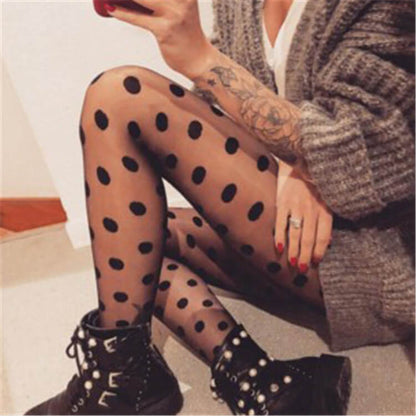 Women Casual Dot Pattern Sheer Tights Pantyhose