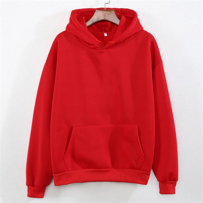 Sudadera con capucha informal de color liso con diseño de bolsillo para mujer M-3XL
