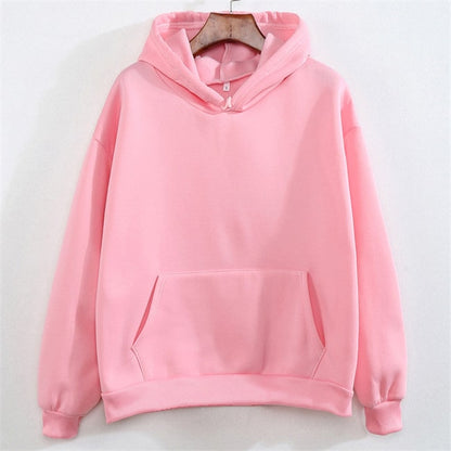 Sudadera con capucha informal de color liso con diseño de bolsillo para mujer M-3XL