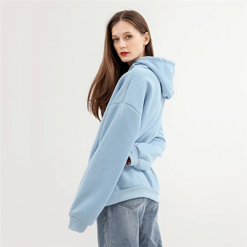 Sudadera con capucha informal de color liso con diseño de bolsillo para mujer M-3XL