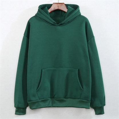 Sudadera con capucha informal de color liso con diseño de bolsillo para mujer M-3XL
