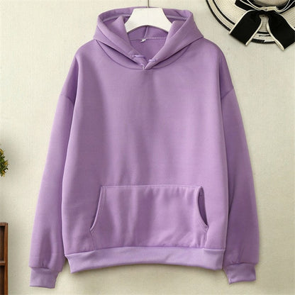 Sudadera con capucha informal de color liso con diseño de bolsillo para mujer M-3XL