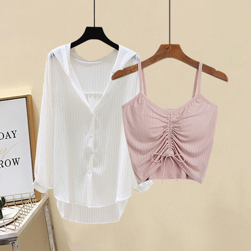Conjunto de dos piezas de camisola y blusa con capucha de color liso informal para mujer M-4XL