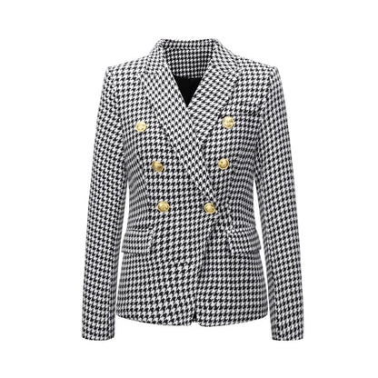 S-2XL Women Casual Double-breasted Lapel Blazer