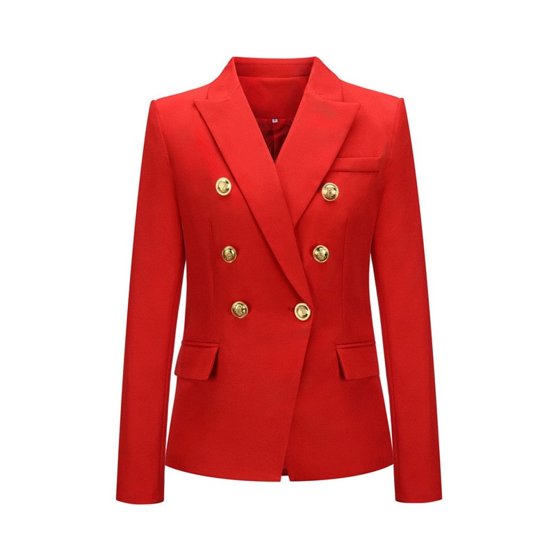 S-2XL Women Casual Double-breasted Lapel Blazer