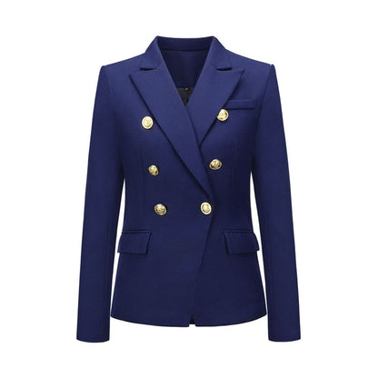S-2XL Women Casual Double-breasted Lapel Blazer