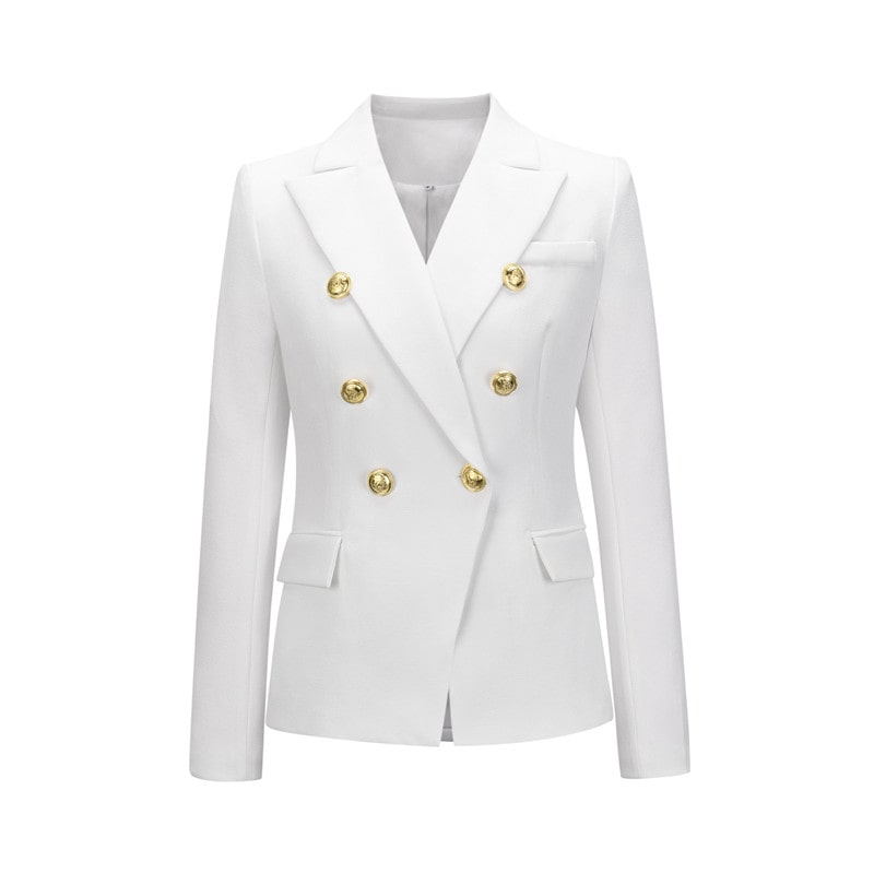 S-2XL Women Casual Double-breasted Lapel Blazer