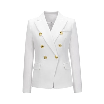 S-2XL Women Casual Double-breasted Lapel Blazer