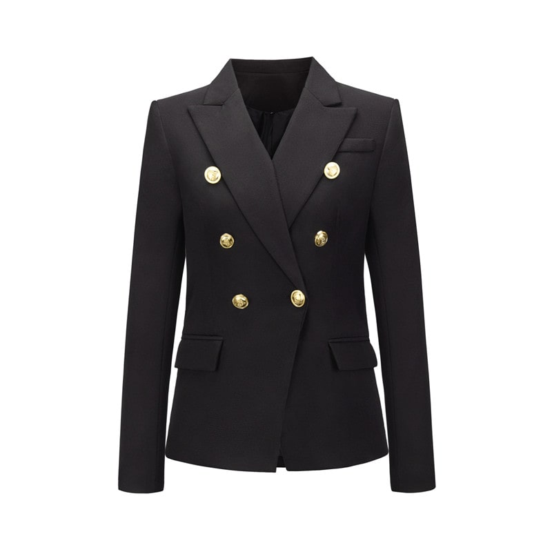 S-2XL Women Casual Double-breasted Lapel Blazer