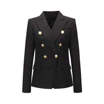 S-2XL Women Casual Double-breasted Lapel Blazer